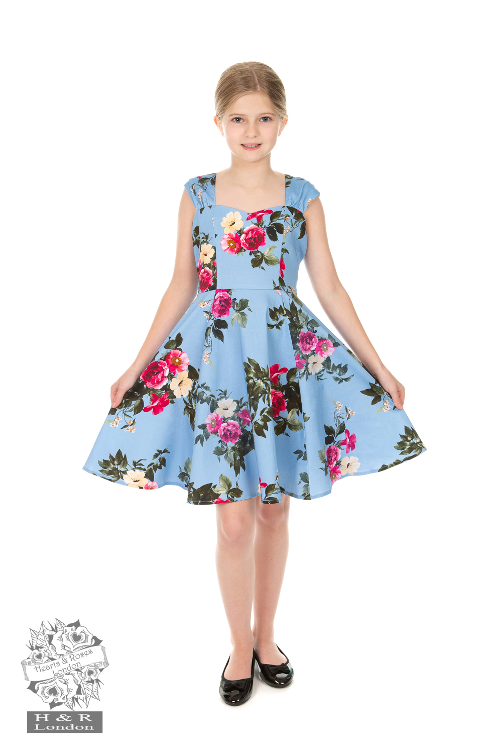 Girls Blue Rosaceae Swing Dress